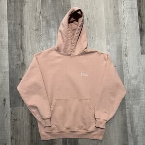 Dime Mens Hoodie Heavy Cotton Sweatshirt Pullover Casual Light Pink Size Small